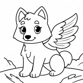 Baby Wolf With Wings Coloring Pages