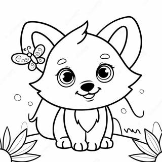 Cute Baby Wolf With Butterfly Wings Coloring Page 22484-18225