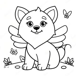 Cute Baby Wolf With Butterfly Wings Coloring Page 22484-18226