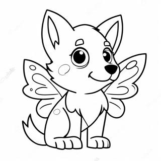 Cute Baby Wolf With Butterfly Wings Coloring Page 22484-18227