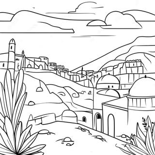 Beautiful Palestine Scenery Coloring Page 22504-18237