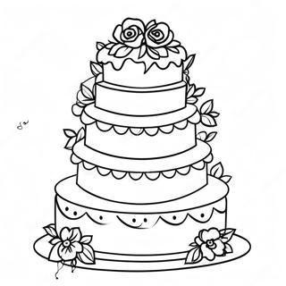 Three Tiered Wedding Cake Coloring Page 22514-18246