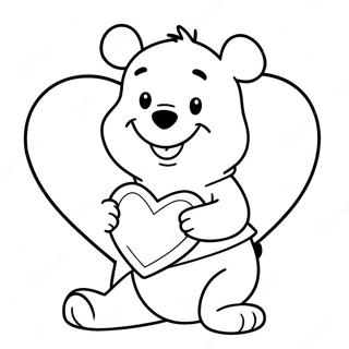 Winnie The Pooh Holding A Heart Coloring Pages