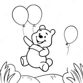 Winnie The Pooh With Colorful Balloons Coloring Page 22624-18322