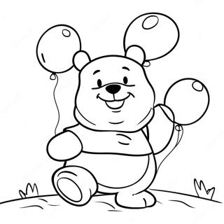 Winnie The Pooh With Colorful Balloons Coloring Page 22624-18323