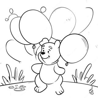 Winnie The Pooh With Colorful Balloons Coloring Page 22624-18324