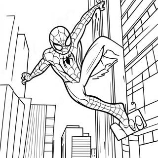 Spiderman Swinging Through The City Coloring Page 22694-18381