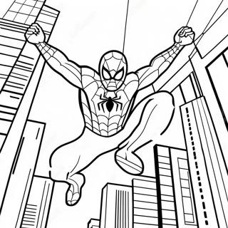 Spiderman Swinging Through The City Coloring Page 22694-18383