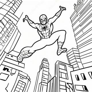 Spiderman Swinging Through The City Coloring Page 22694-18384