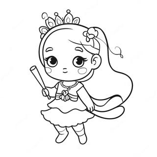 Cute Anime Princess With A Magical Wand Coloring Page 22764-18439