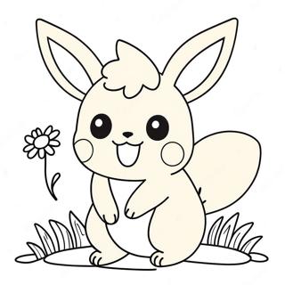 Cute Flareon With Flowers Coloring Page 22814-18479