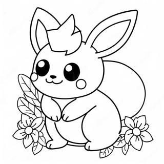 Cute Flareon With Flowers Coloring Page 22814-18480