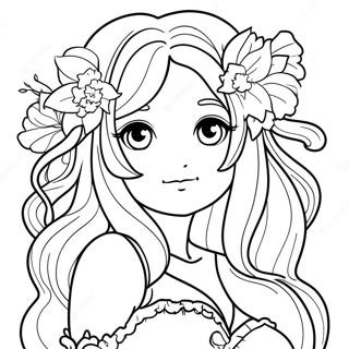 Long Hair Anime Girl Coloring Pages