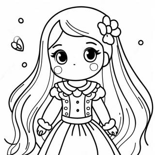 Cute Long Hair Anime Girl In A Dress Coloring Page 22824-18490