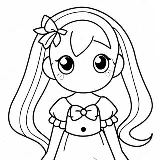 Cute Long Hair Anime Girl In A Dress Coloring Page 22824-18491