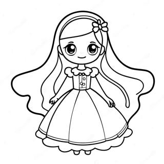 Cute Long Hair Anime Girl In A Dress Coloring Page 22824-18492