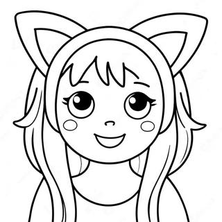 Cute Kawaii Girl With Cat Ears Coloring Page 2282-1937