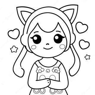 Cute Kawaii Girl With Cat Ears Coloring Page 2282-1939