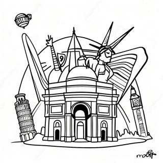 Colorful World Landmarks Coloring Page 22844-18502