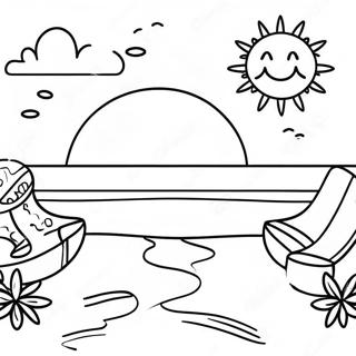 Sunny Beach Day Coloring Page For Kids 22874-18527