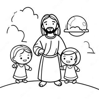 Cute Jesus With Children Coloring Page 22944-18578