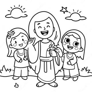 Cute Jesus With Children Coloring Page 22944-18579