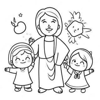 Cute Jesus With Children Coloring Page 22944-18580