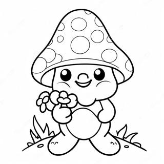 Happy Mushroom Gnome With A Flower Coloring Page 22954-18587