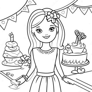 Barbie Birthday Coloring Pages