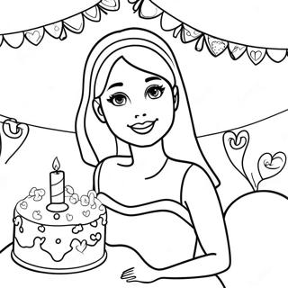 Barbie Birthday Party Coloring Page 22993-18619