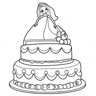 Barbie Birthday Cake Coloring Page 22994-18622