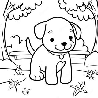 Realistic Puppy Playing In The Park Coloring Page 2301-1947