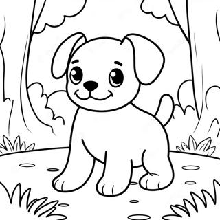 Realistic Puppy Playing In The Park Coloring Page 2301-1948