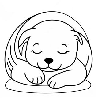 Cute Realistic Puppy Sleeping Coloring Page 2302-1964