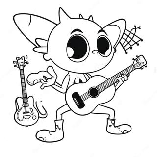 Cool Spider Punk With Guitar Coloring Page 23054-18671