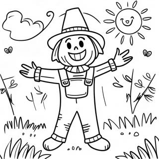 Friendly Scarecrow In A Sunny Field Coloring Page 2312-1957