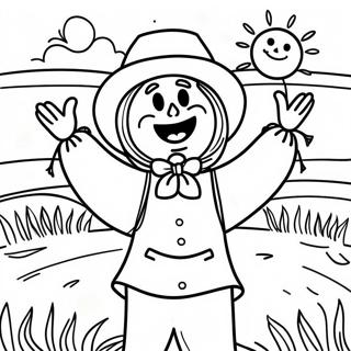 Friendly Scarecrow In A Sunny Field Coloring Page 2312-1958