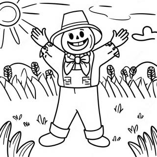 Friendly Scarecrow In A Sunny Field Coloring Page 2312-1959