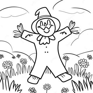 Friendly Scarecrow In A Sunny Field Coloring Page 2312-1960