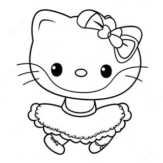 Hello Kitty Ballerina Outline Coloring Pages