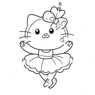 Hello Kitty Ballerina Dancing Pose Coloring Page 23173-18762