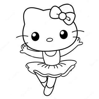 Hello Kitty Ballerina Dancing Pose Coloring Page 23173-18763