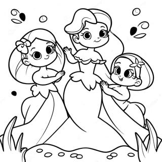 Ariel And Her Sisters Playing Together Coloring Page 23194-18781