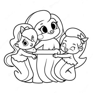 Ariel And Her Sisters Playing Together Coloring Page 23194-18782