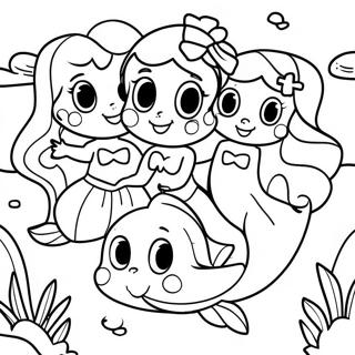 Ariel And Her Sisters Playing Together Coloring Page 23194-18783