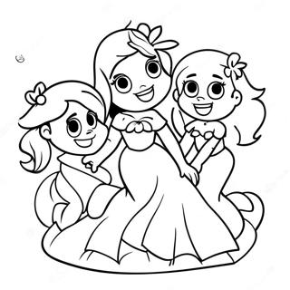 Ariel And Her Sisters Playing Together Coloring Page 23194-18784