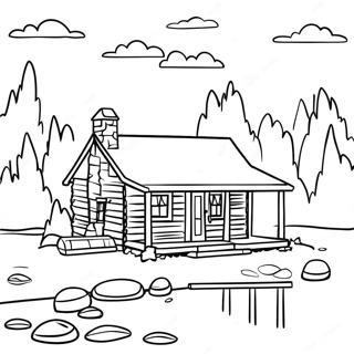 Log Cabin Coloring Pages