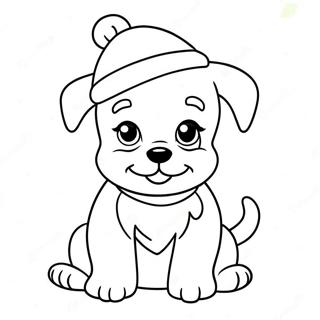 Cute Christmas Puppy With Santa Hat Coloring Page 23244-18823