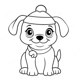 Cute Christmas Puppy With Santa Hat Coloring Page 23244-18824