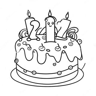 Joyful 2nd Birthday Cake Coloring Page 23254-18833